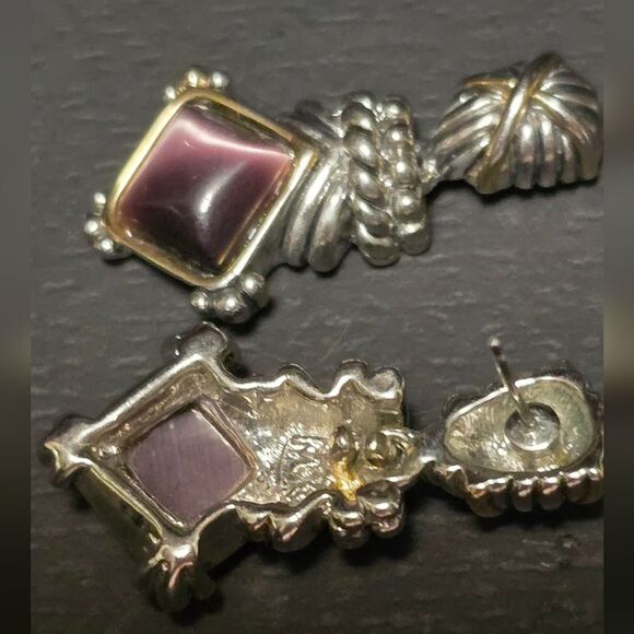 Elegant Silver and Purple Earrings - Picture 2 of 5